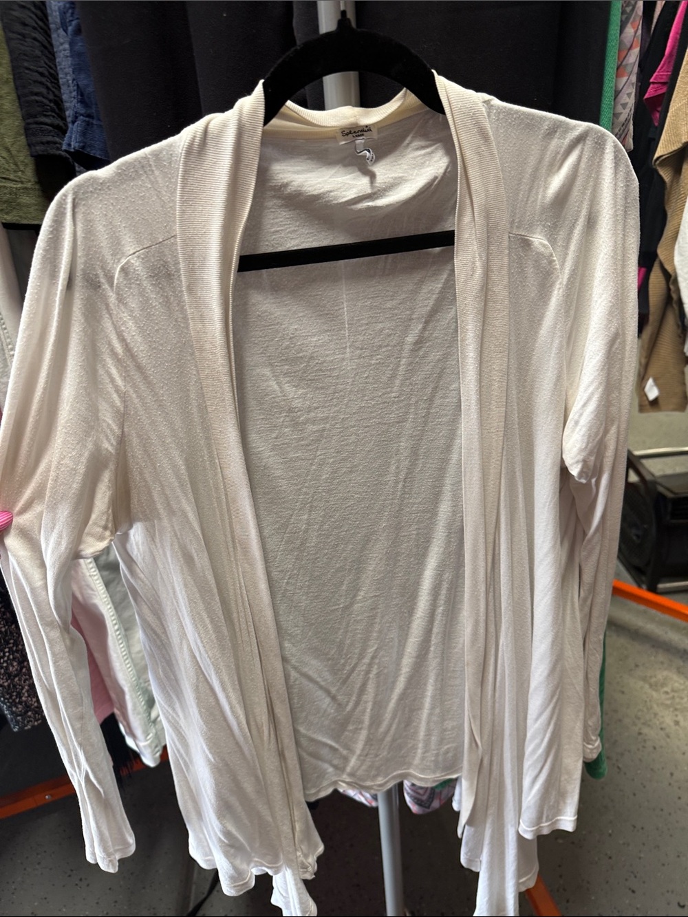 Splendid Cream Open-Front Draped Cardigan